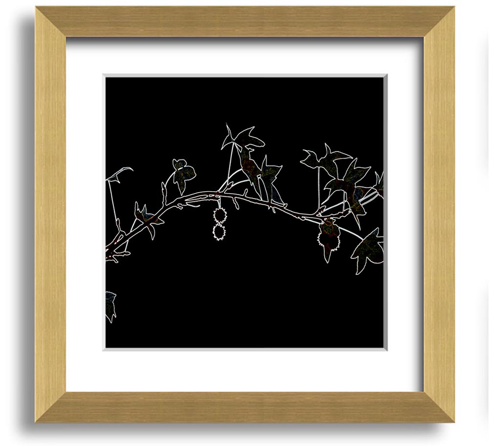 Abstarct Neon Floral 33 square framed print with vibrant floral design, available in multiple frame colors.