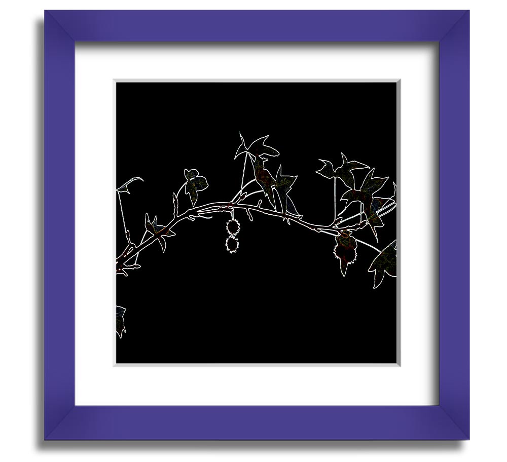 Abstarct Neon Floral 33 square framed print with vibrant floral design, available in multiple frame colors.