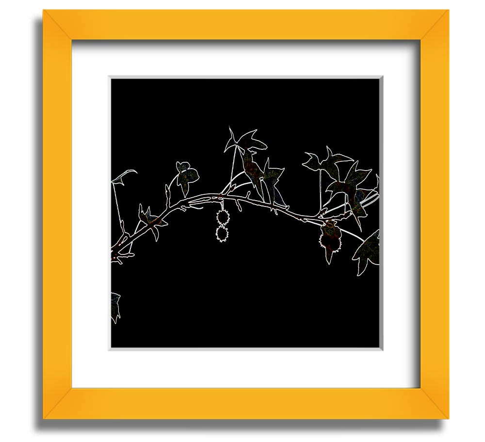 Abstarct Neon Floral 33 square framed print with vibrant floral design, available in multiple frame colors.