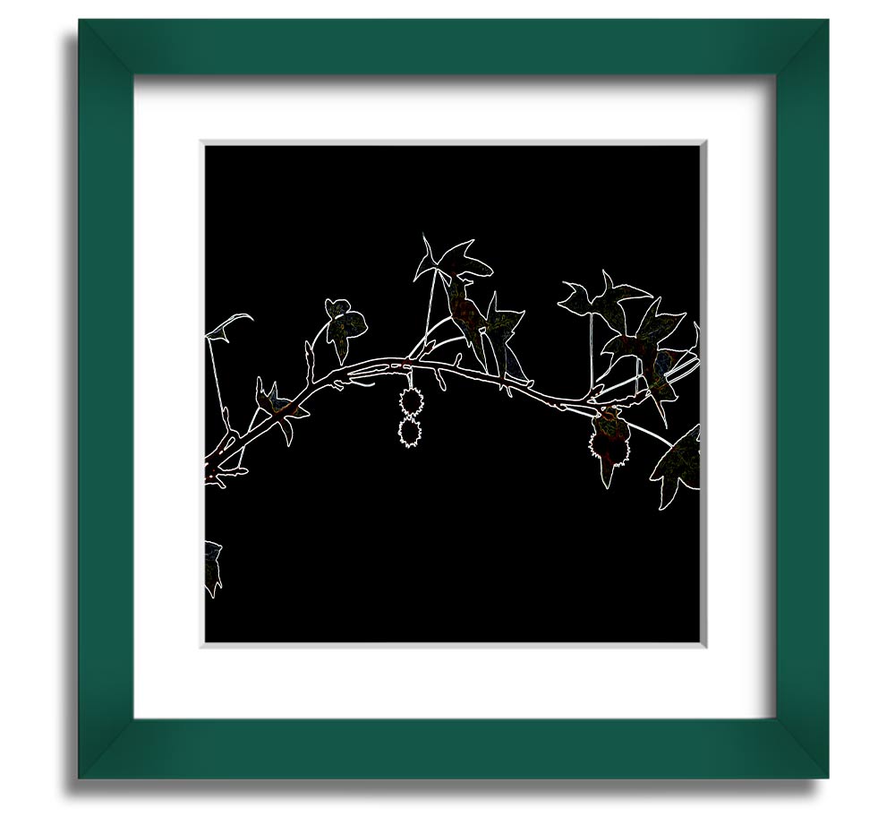 Abstarct Neon Floral 33 square framed print with vibrant floral design, available in multiple frame colors.