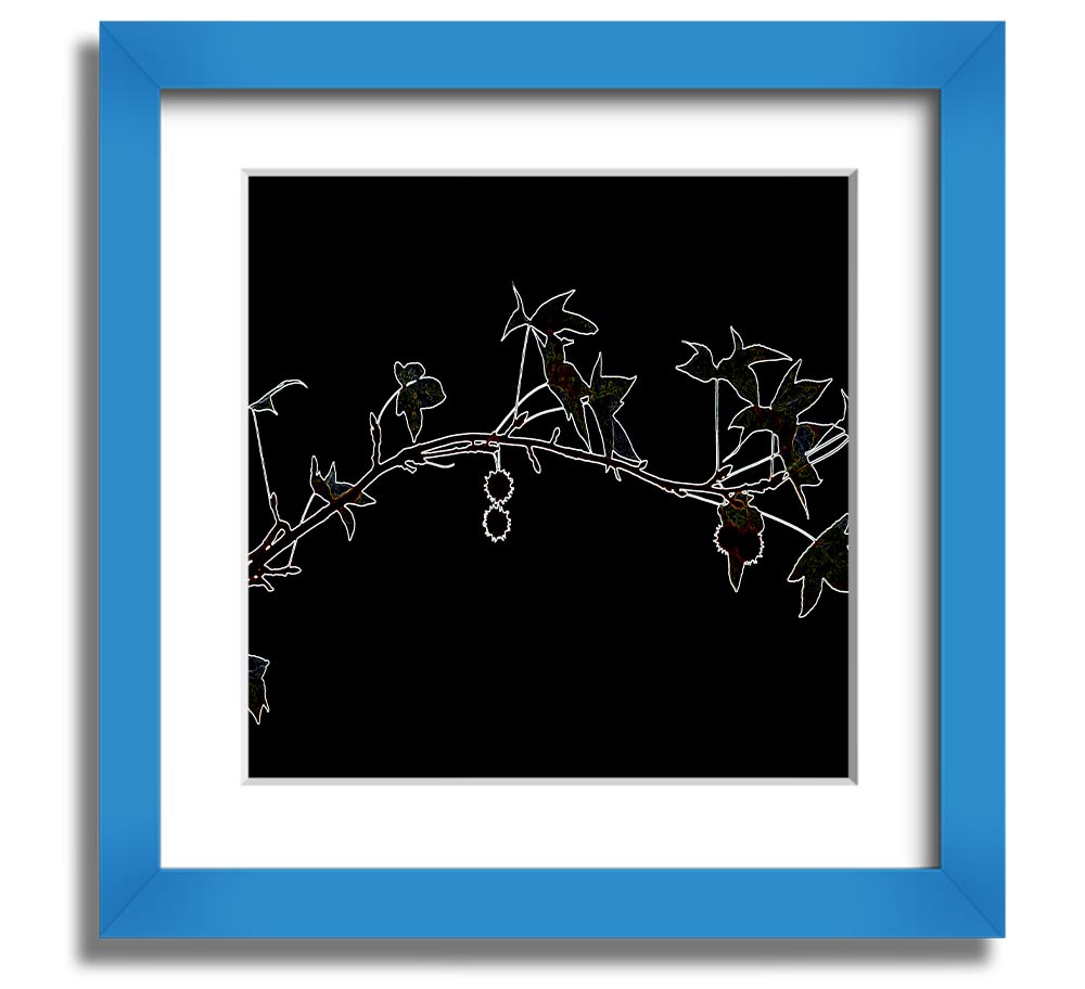 Abstarct Neon Floral 33 square framed print with vibrant floral design, available in multiple frame colors.