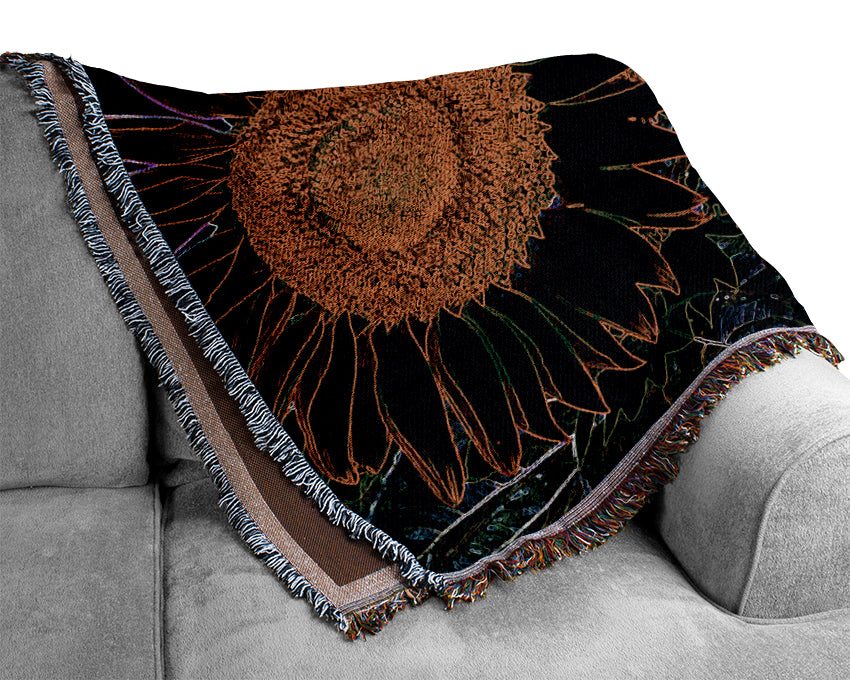 Abstract Neon Floral 36 throw blanket made of 100% cotton with vibrant floral design, perfect for cozying up on the couch or bed.