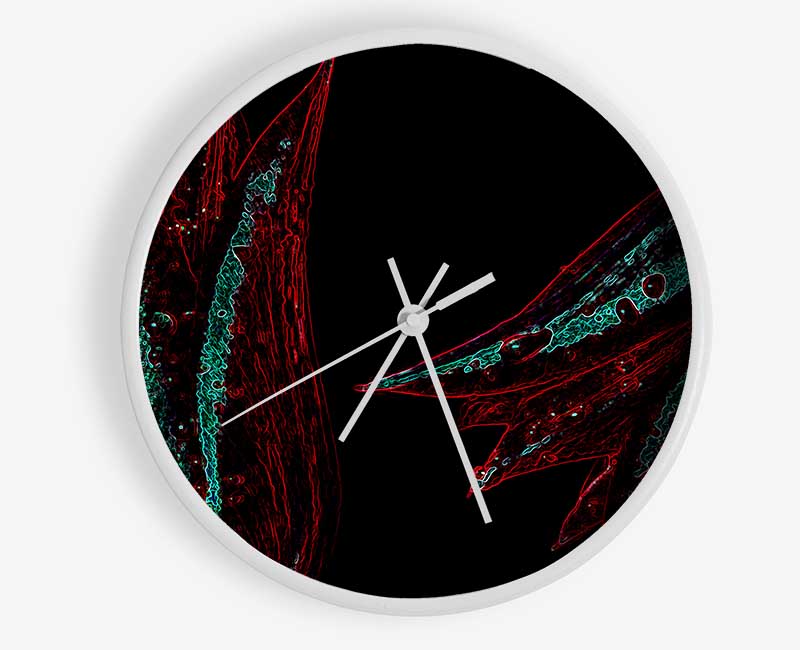 Abstract Neon Floral 37 clock made from natural bamboo with vibrant floral design and clear Plexiglas lens.