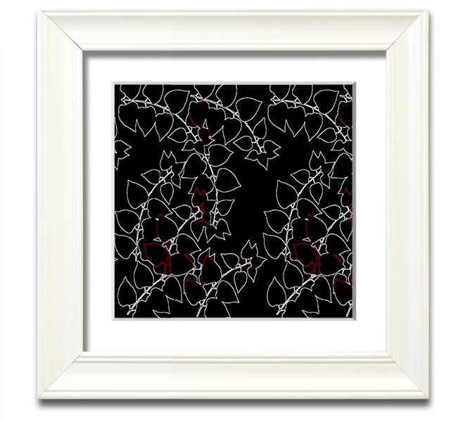 A vibrant square framed print featuring abstract neon floral designs, handmade in the UK.