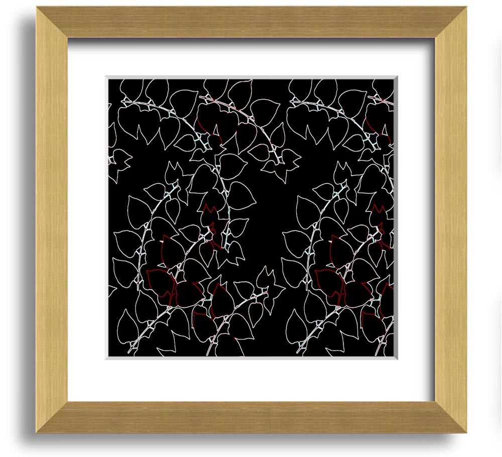 A vibrant square framed print featuring abstract neon floral designs, handmade in the UK.