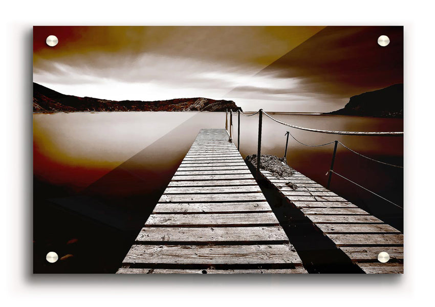 Abstarct Pier 03 acrylic print showcasing vibrant colors on 5mm thick acrylic glass, ready to hang.