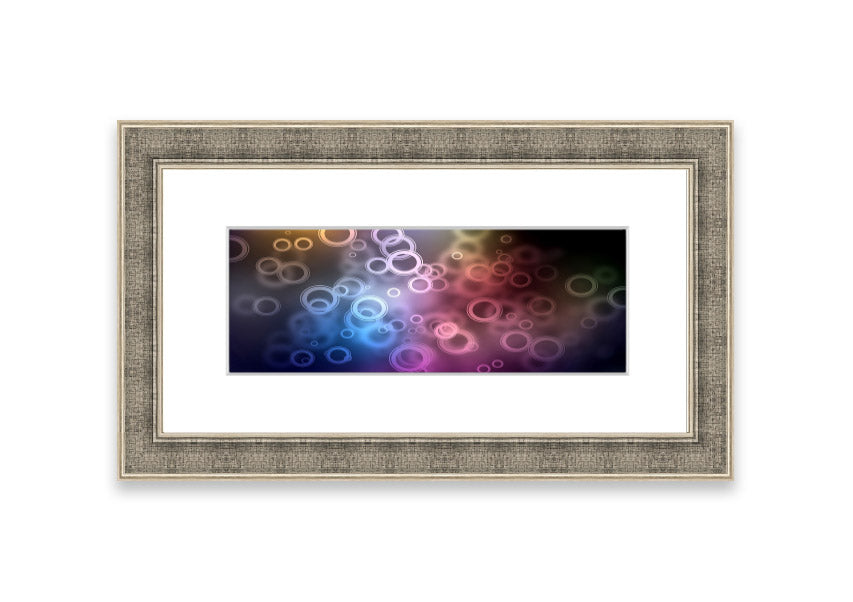 A beautifully framed Abstract Circle Art print featuring vibrant circles, handmade in Cornwall, ready to hang.