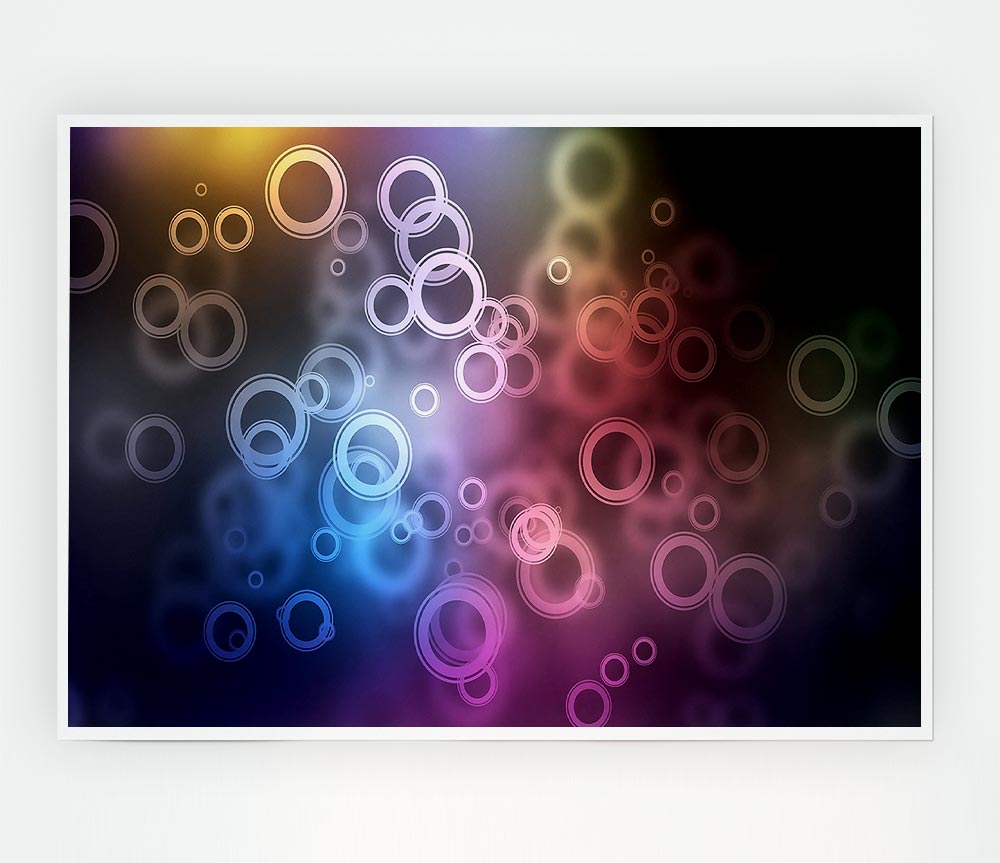 A vibrant Abstract Circle Art canvas featuring colorful circles in a dynamic arrangement, perfect for home decor.