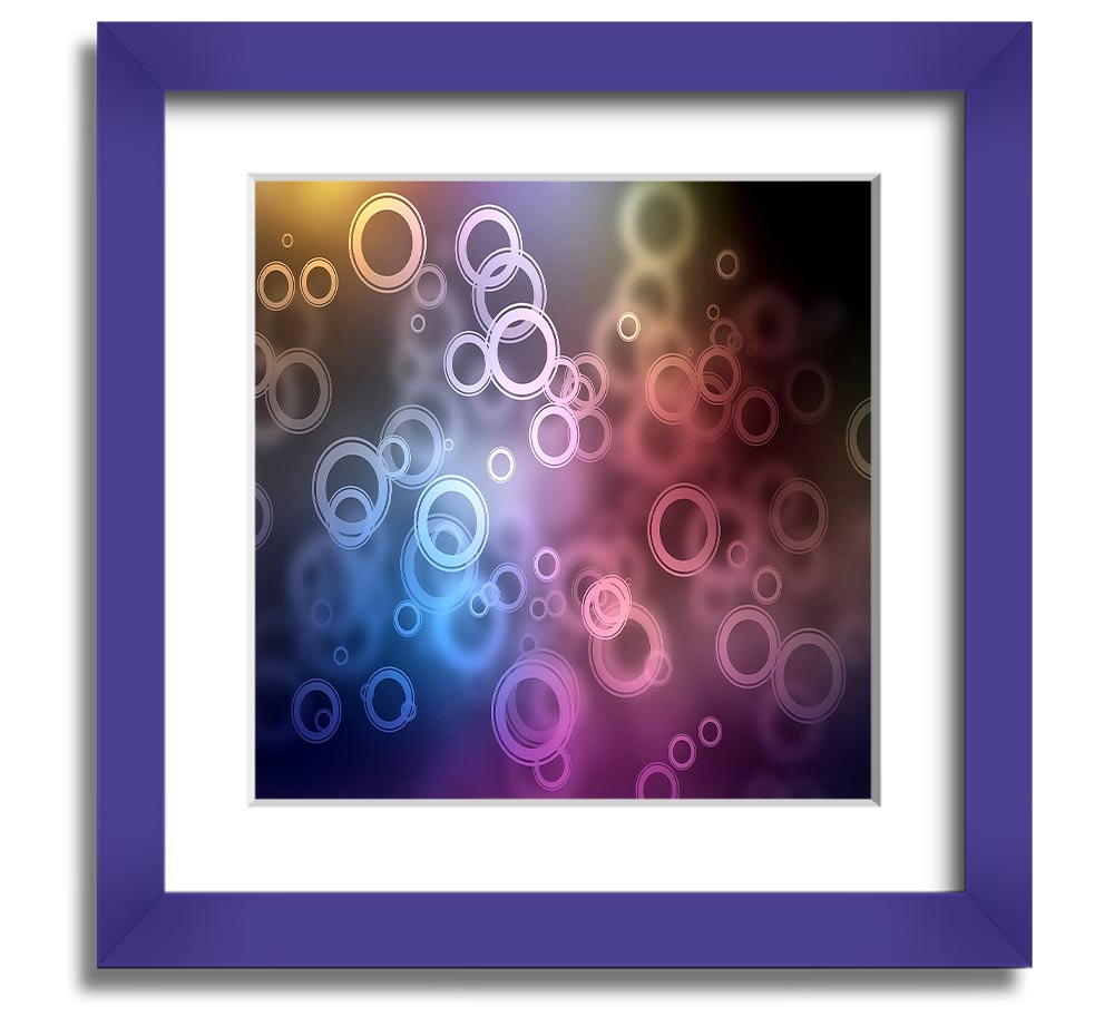 A beautifully framed Abstract Circle Art print featuring vibrant colors and unique circular patterns, ready to hang.