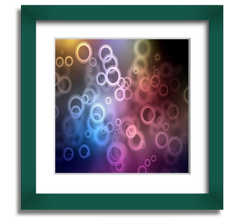 A beautifully framed Abstract Circle Art print featuring vibrant colors and unique circular patterns, ready to hang.