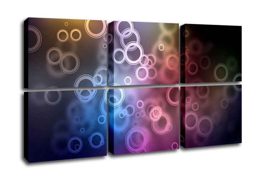 Abstract Circle Art canvas print mounted on a 44mm box frame, showcasing vibrant colors and modern design.