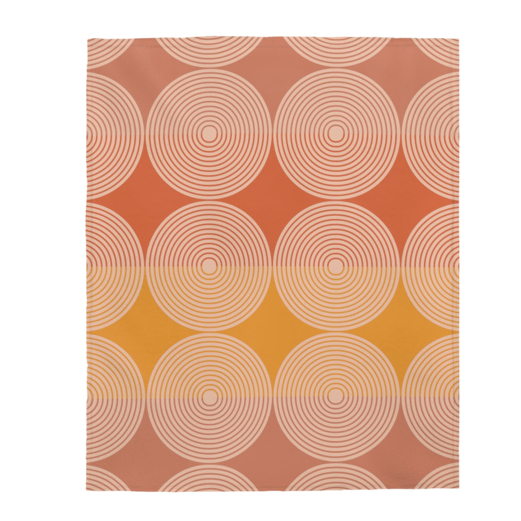 Abstract Circles Plush Blanket Throw showcasing a soft velveteen texture with a modern abstract circles design in vibrant colors.