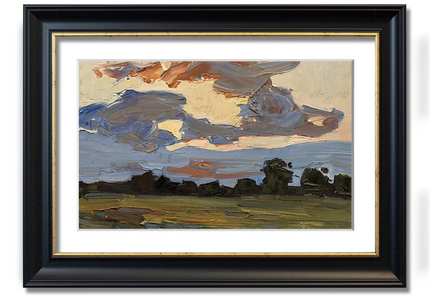 A beautifully framed Abstract Countryside print showcasing vibrant colors and intricate details, ready to hang.