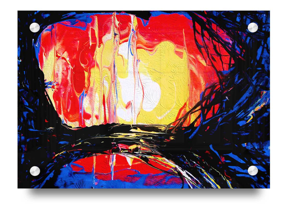 Abstract Earth acrylic print on 5mm thick acrylic glass, showcasing vibrant colors and modern design.