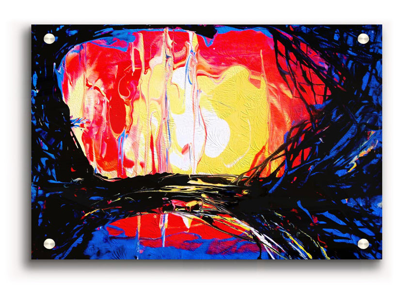 Abstract Earth acrylic print on 5mm thick acrylic glass, showcasing vibrant colors and modern design.