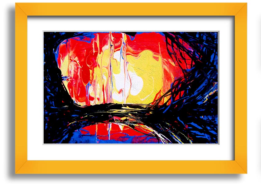 Abstract Earth framed print showcasing vibrant colors and unique design, ready to hang.