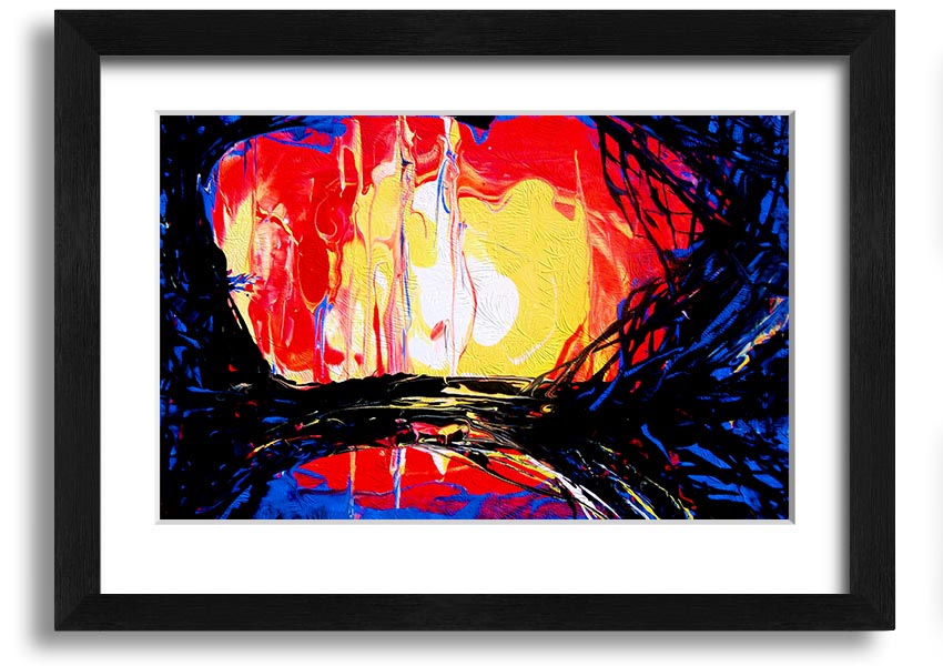 Abstract Earth framed print showcasing vibrant colors and unique design, ready to hang.