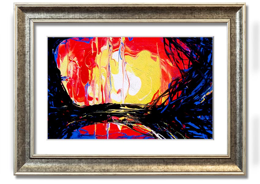 Abstract Earth framed print showcasing vibrant colors and unique design, ready to hang.