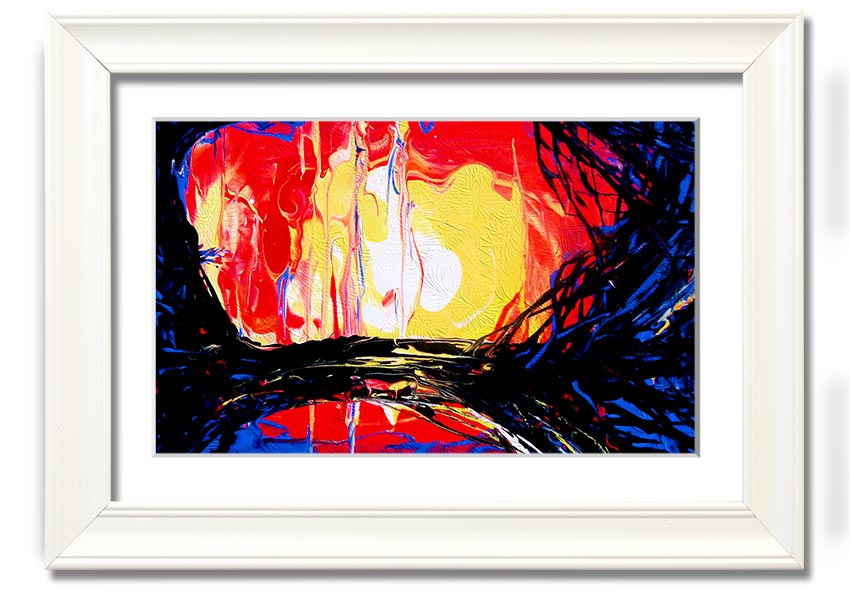 Abstract Earth framed print showcasing vibrant colors and unique design, ready to hang.