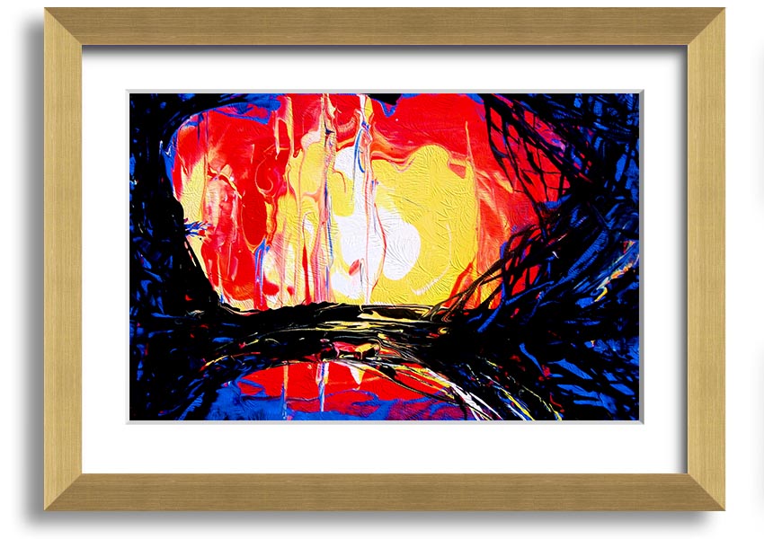 Abstract Earth framed print showcasing vibrant colors and unique design, ready to hang.