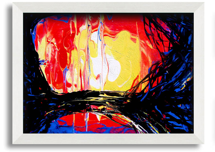 Abstract Earth framed print showcasing vibrant colors and unique design, ready to hang.