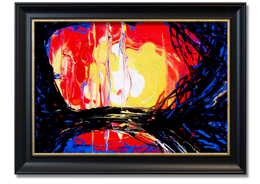 Abstract Earth framed print showcasing vibrant colors and unique design, ready to hang.