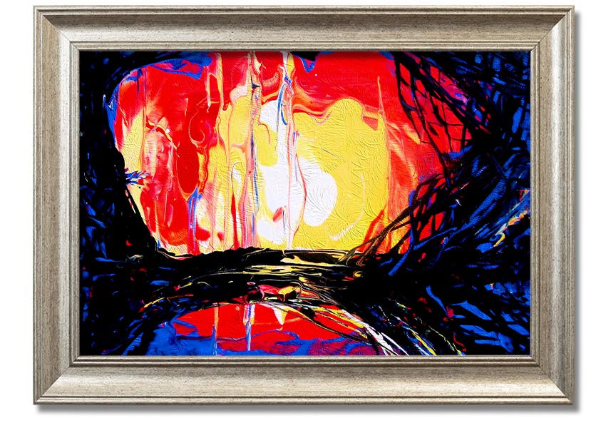 Abstract Earth framed print showcasing vibrant colors and unique design, ready to hang.