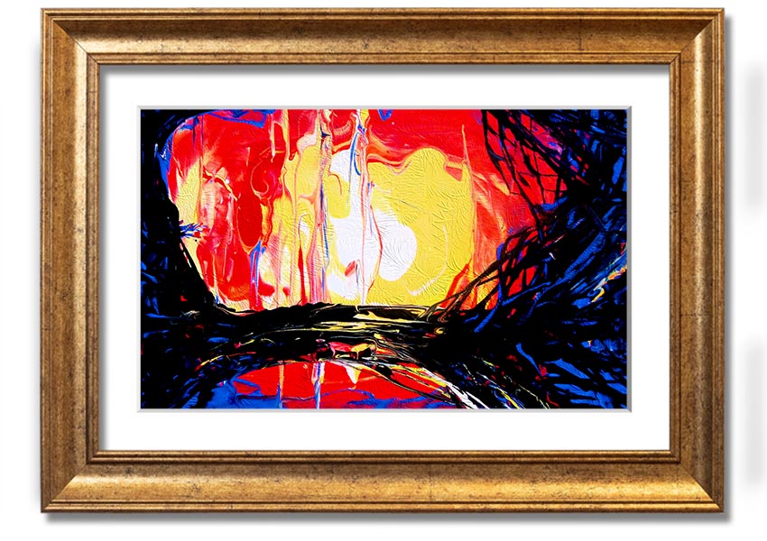 Abstract Earth framed print showcasing vibrant colors and unique design, ready to hang.