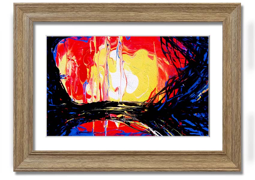 Abstract Earth framed print showcasing vibrant colors and unique design, ready to hang.