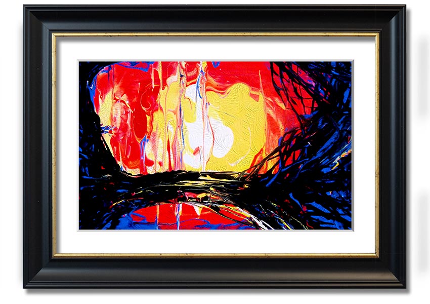 Abstract Earth framed print showcasing vibrant colors and unique design, ready to hang.