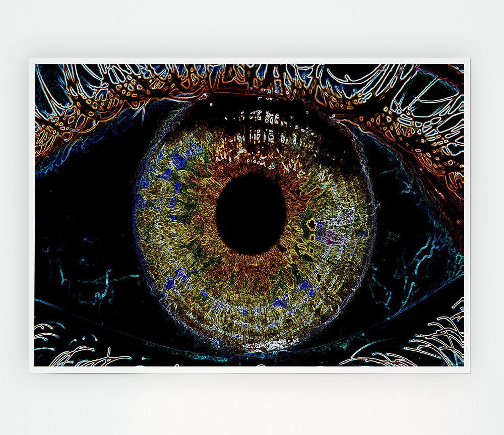 Abstract Eye canvas poster featuring vibrant colors and intricate details, perfect for home or office decor.