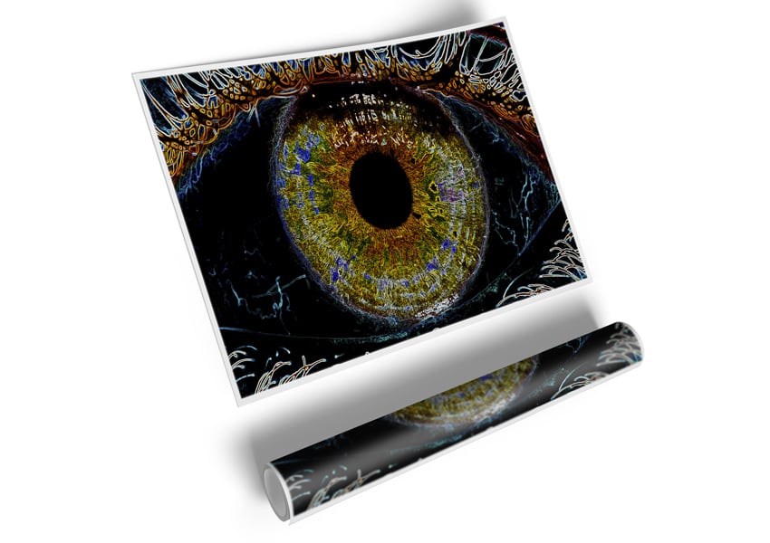 Abstract Eye canvas poster featuring vibrant colors and intricate details, perfect for home or office decor.