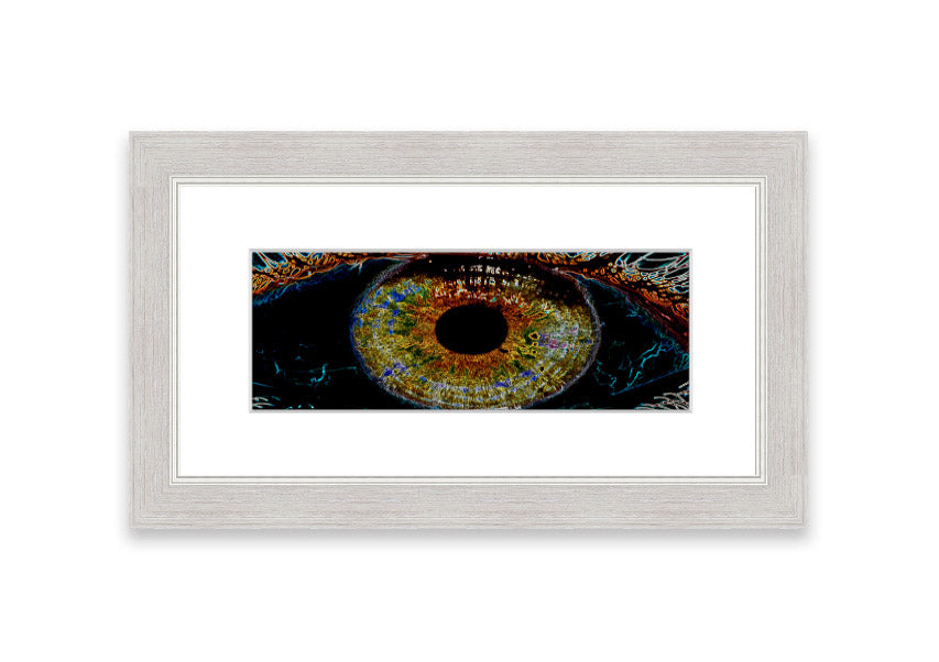 A beautifully framed Abstract Eye print showcasing vibrant colors and unique design, ready to hang.