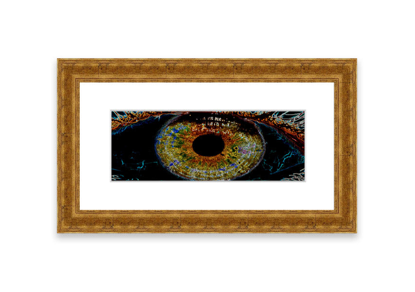 A beautifully framed Abstract Eye print showcasing vibrant colors and unique design, ready to hang.