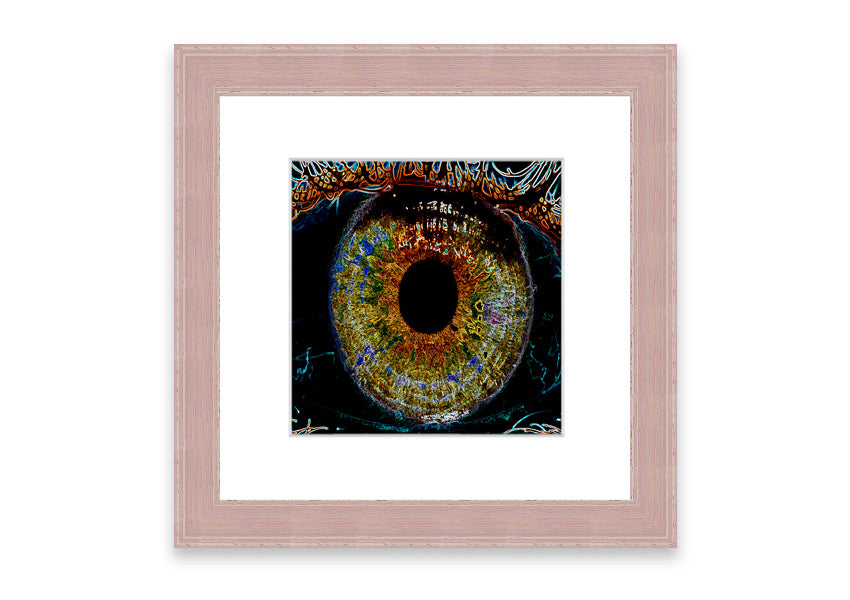 A beautifully framed Abstract Eye print showcasing vibrant colors and unique design, ready to hang.