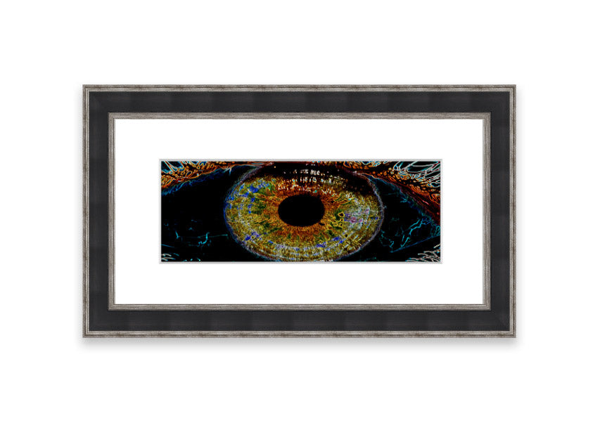 A beautifully framed Abstract Eye print showcasing vibrant colors and unique design, ready to hang.