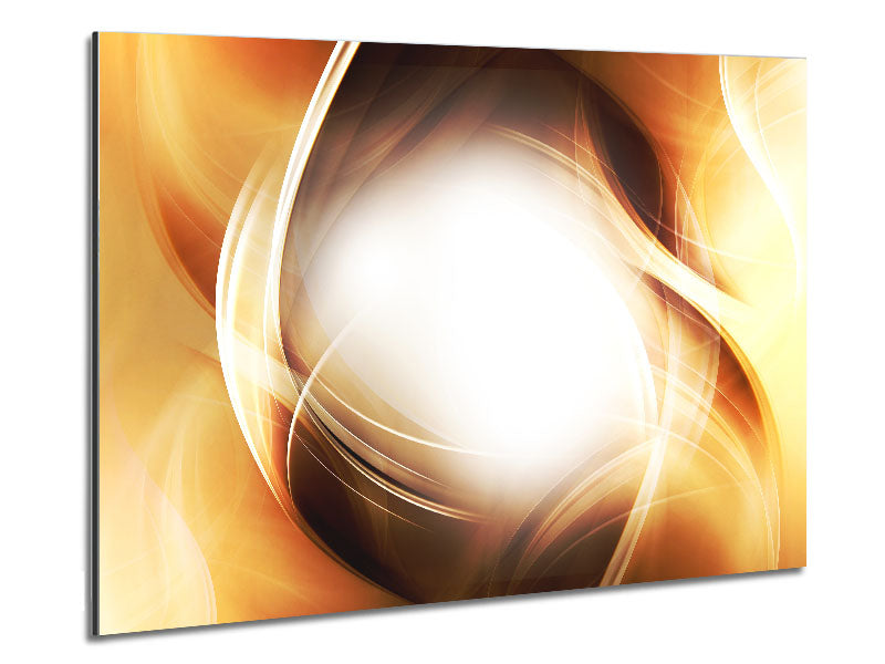 Abstract Fire Blend art piece printed on brushed aluminium dibond, showcasing vibrant colors and modern design.