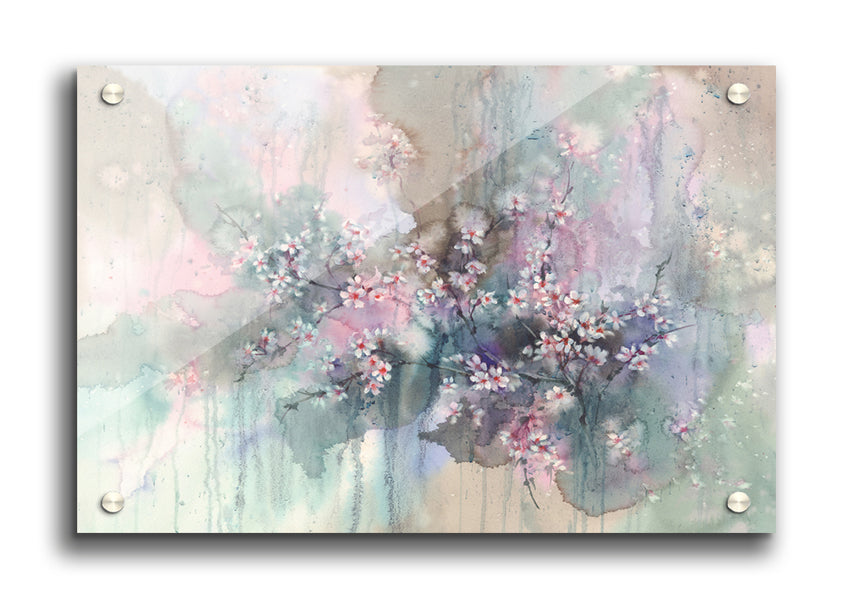 Abstract Flower Paradise acrylic print featuring vibrant colors on 5mm thick acrylic glass, ready to hang.