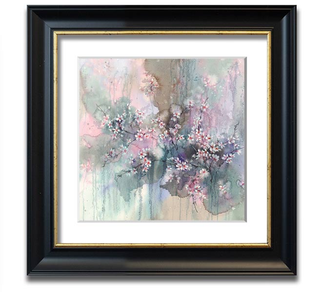 A vibrant abstract flower design in a square frame, showcasing multiple colors and artistic flair, ready to hang on a wall.