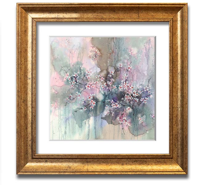 A vibrant abstract flower design in a square frame, showcasing multiple colors and artistic flair, ready to hang on a wall.