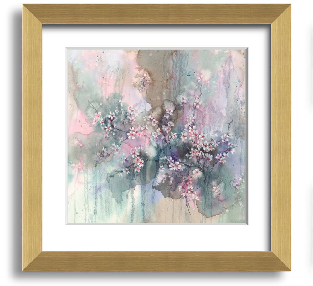 A vibrant abstract flower design in a square frame, showcasing multiple colors and artistic flair, ready to hang on a wall.