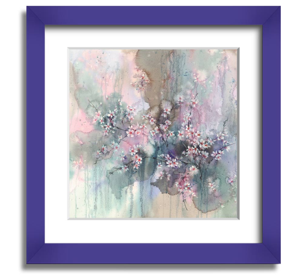 A vibrant abstract flower design in a square frame, showcasing multiple colors and artistic flair, ready to hang on a wall.