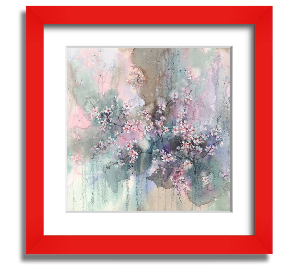 A vibrant abstract flower design in a square frame, showcasing multiple colors and artistic flair, ready to hang on a wall.