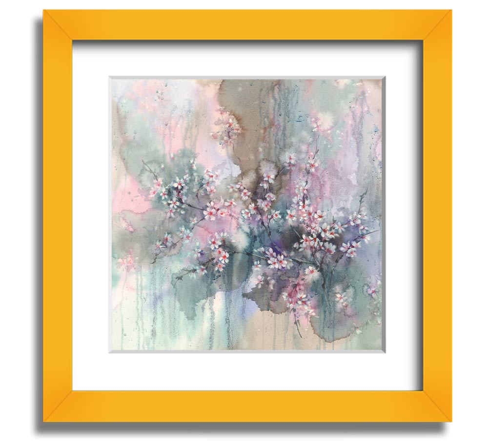 A vibrant abstract flower design in a square frame, showcasing multiple colors and artistic flair, ready to hang on a wall.