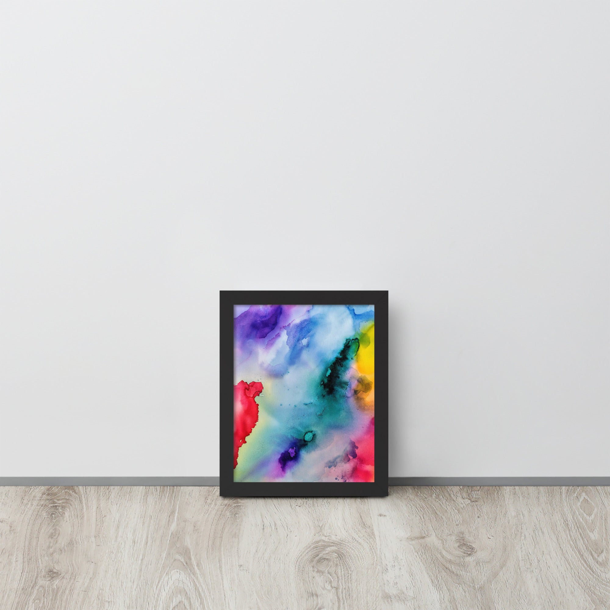 Abstract Framed photo paper poster featuring a modern design in a sturdy ayous wood frame, ideal for home decor.