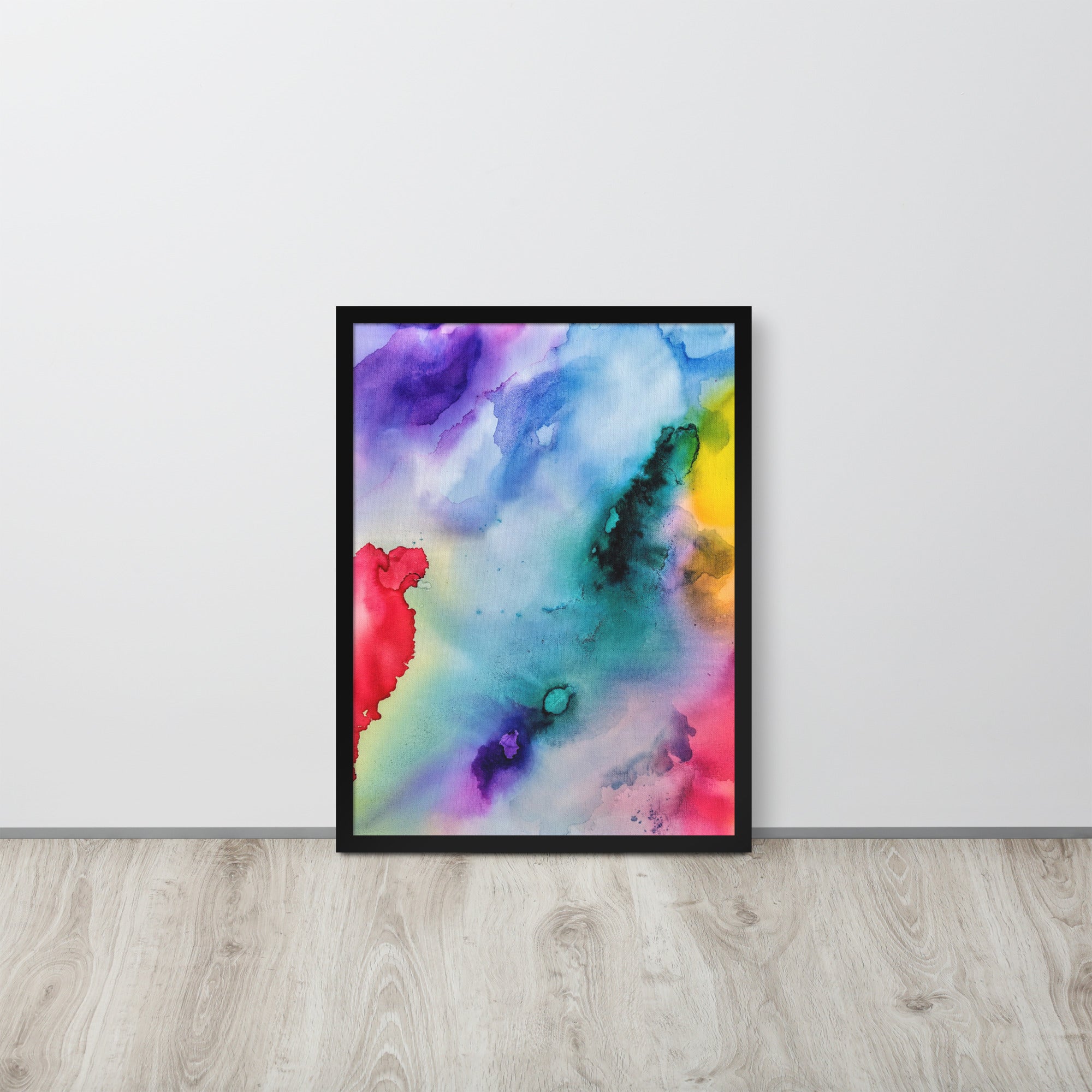 Abstract Framed photo paper poster featuring a modern design in a sturdy ayous wood frame, ideal for home decor.