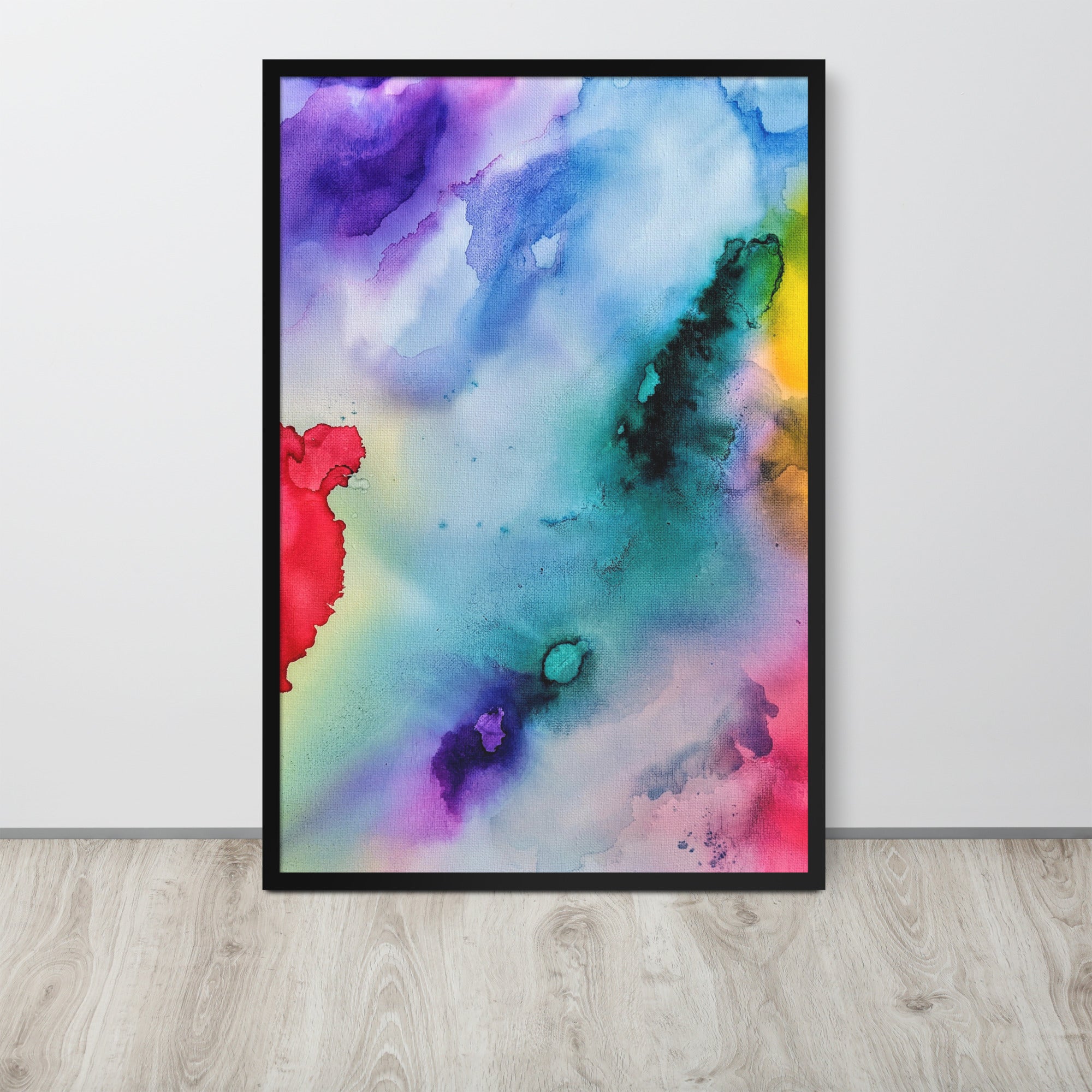 Abstract Framed photo paper poster featuring a modern design in a sturdy ayous wood frame, ideal for home decor.