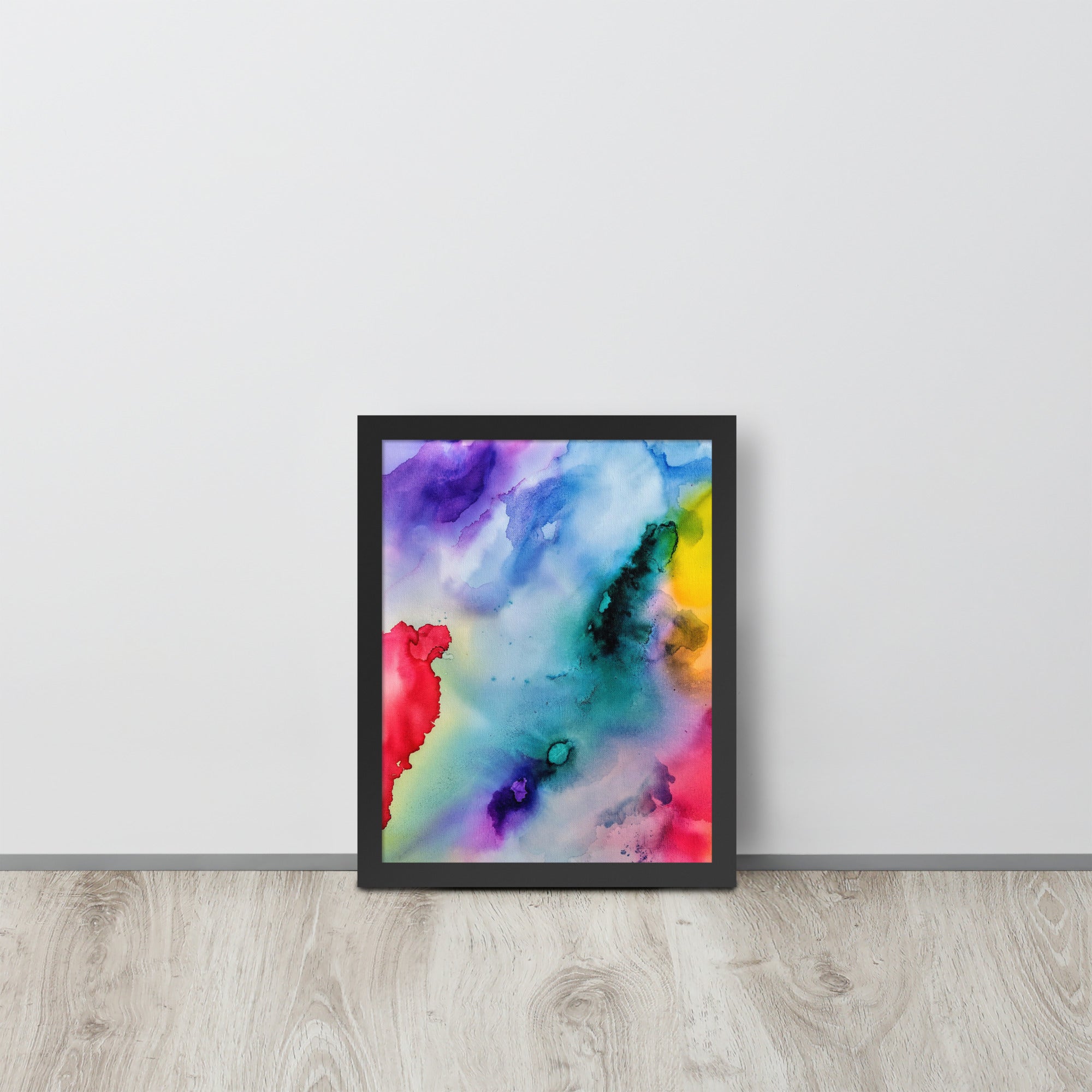 Abstract Framed photo paper poster featuring a modern design in a sturdy ayous wood frame, ideal for home decor.