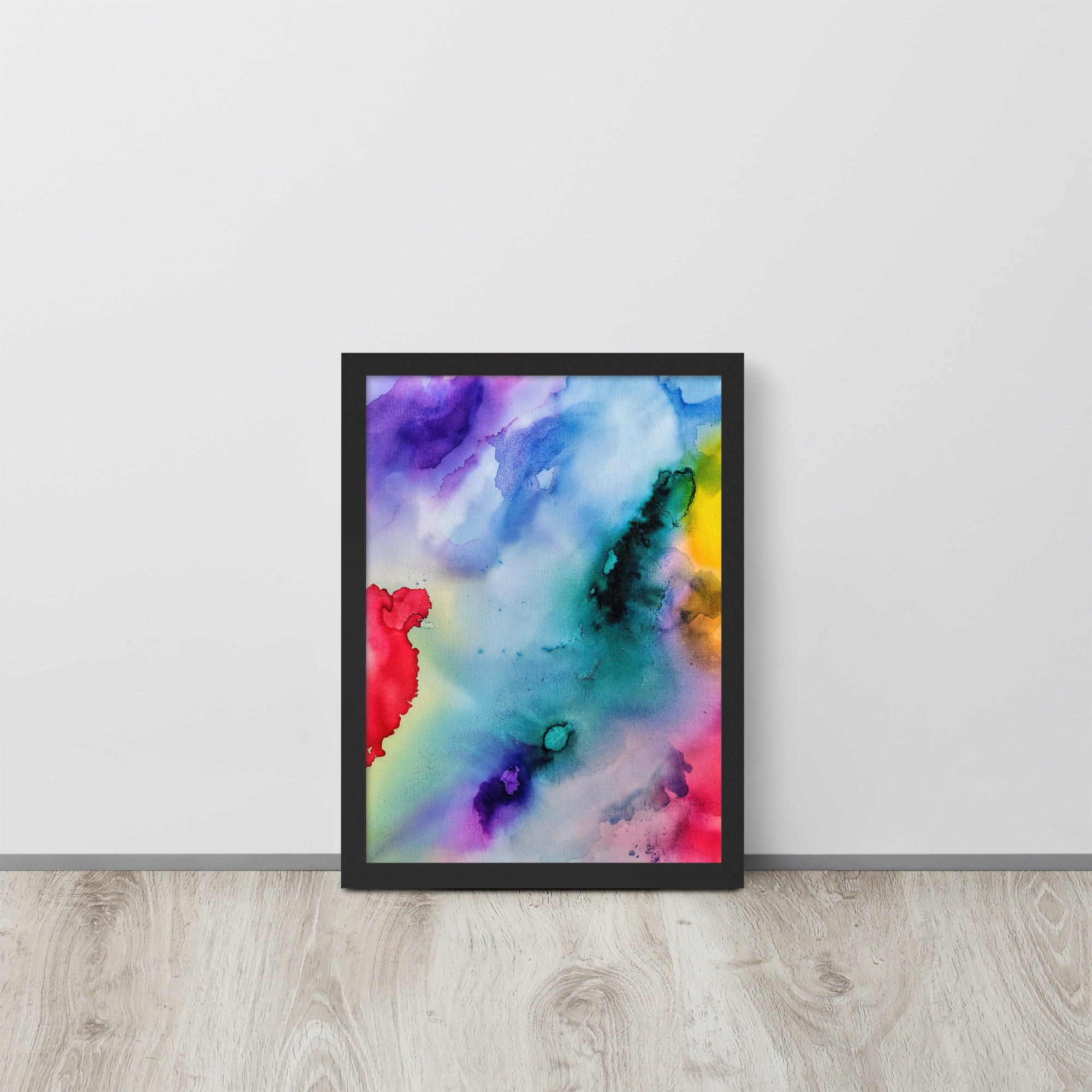 Abstract Framed photo paper poster featuring a modern design in a sturdy ayous wood frame, ideal for home decor.