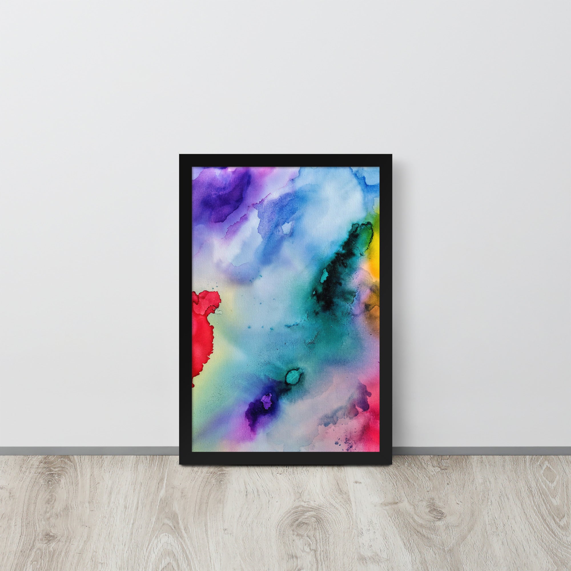 Abstract Framed photo paper poster featuring a modern design in a sturdy ayous wood frame, ideal for home decor.